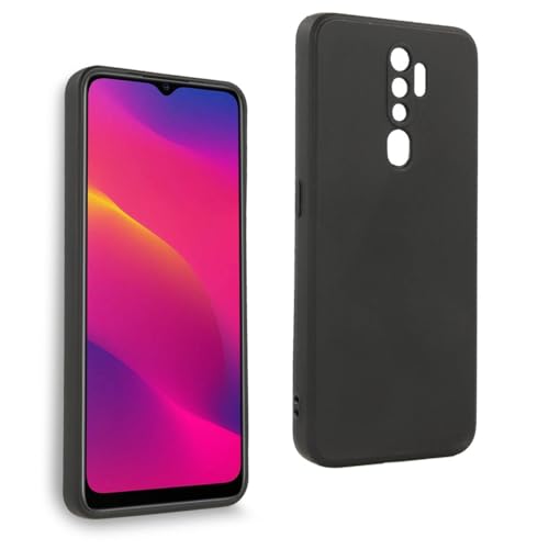 REY Cover in Gel TPU Nera per Oppo A9 2020 - A5 2020, Ultra Sottile 0,33 mm, Morbido Flessibile, Custodia Silicone