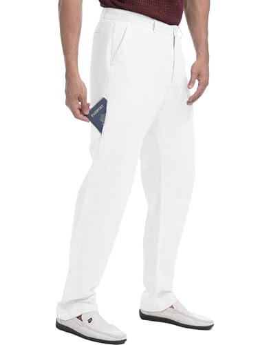 Men's Ramie-Cotton Travel Chinos with Hidden Pockets Lightweight