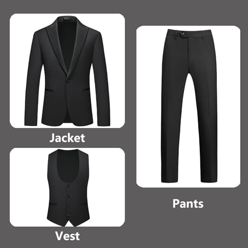 Rogers & Morris Tuxedo Suit for Men Solid 4 Piece Set Regular Fit2