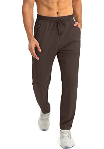 G Gradual Men's Sweatpants With Zipper Pockets Tapered Joggers For Men Athletic Pants For Workout, Jogging, Running (Brown, X-Large) #TOP1