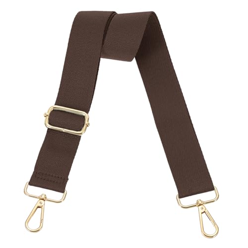 Image of uxcell Wide Shoulder Strap, 3.8cm Adjustable Purse Strap Replacement Crossbody Strap for Shoulder Bag Handbag, Dark Brown, Light Gold Pull Core Buckle