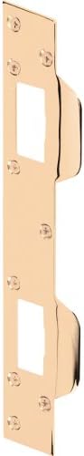 Defender Security U 9480 Door Strike, for Use with 5-1/2” and 6” Hole Spacing On Dead Latch and Deadbolt, Steel, Brass (Single Pack)