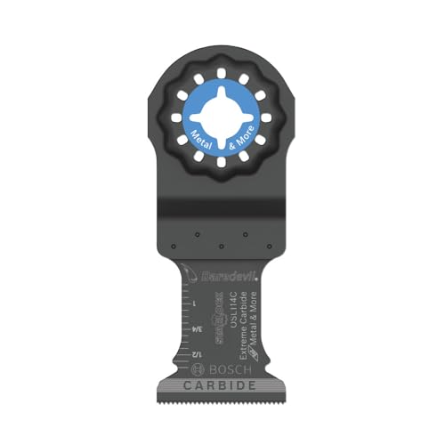 Image of BOSCH OSL114C 1-Piece 1-1 /4 in. Starlock Oscillating Multi Tool Metal & More Carbide Extreme Plunge Cut Blade for Cutting Iron Bar, Metal, Wood with Nails, Drywall and Tile (Pack of 2)
