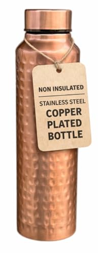 Image of Copper Plated Stainless Steel Water Bottle | 32 OZ NON-Insulated Single Walled Stainless Steel Sports Water Bottle for Cyclists, Runners, Hikers, Beach Goers, Picnics, Camping