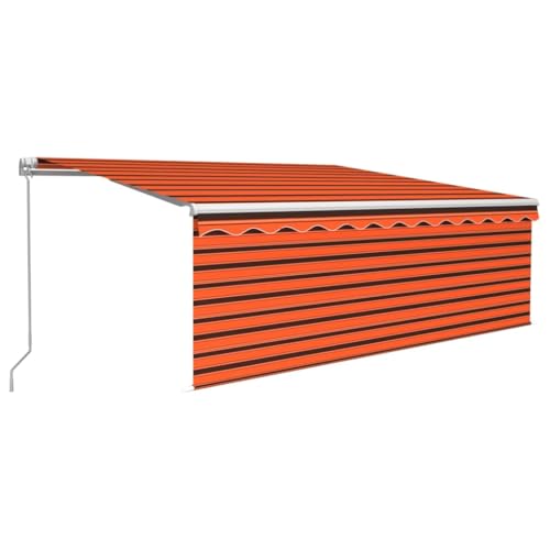 vidaXL Gelenkarmmarkise Einziehbar mit Jalousie Markise Sonnenmarkise Balkonmarkise Sonnenschutz Sichtschutz Garten Terrasse Balkon 4x3m Orange Braun