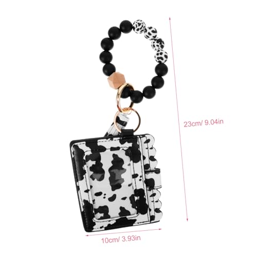 Women's Wallet Wristlet Cow Pattern Beaded Clutch Fashionable Id Case Compact Purse2
