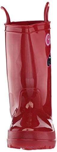 AdTec CI-4011 Printed Rain Boots for Kid's- Easy Pull on Handles, Waterproof, and PVC Synthetic, Red, US2