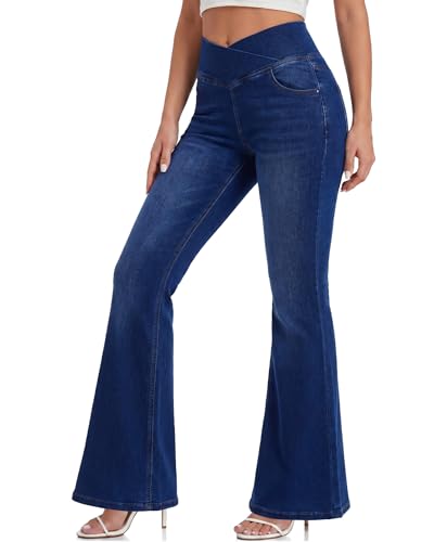 Pantalon yoga slim décontracté en jean évasé pour le quotidien