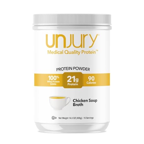 Unjury Whey Protein Powder | Chicken Soup Flavored High Protein Soup | 21g 100% Whey Isolate Protein Powder | Low Carb and Sugar Free | Gluten Free | Certified Kosher | 15 Servings