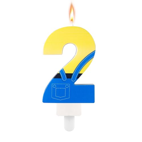 Bougies à Thème d'Anime, Bougies d'Anniversaire Bleues et Jaunes Dessin Animé Bougies d'Anniversaire Jean Bleu Bougie Numéro d'Anniversaire Décorations...