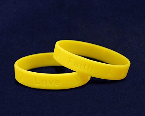 25 Pack Yellow SPINA BIFIDA Awareness Bracelets – Yellow Ribbon SPINA BIFIDA Awareness Silicone Bracelets for Adults