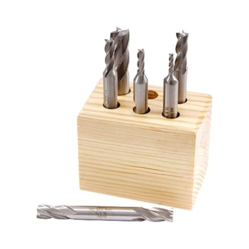 Image of HHIP 8000-0005 Cobalt (M42) 4 Flute End Mill Set, 6 Piece, 3 /8 inch