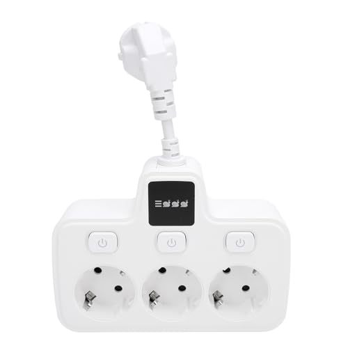 Fdit Listwa Sieciowa z Przełącznikiem, 3 Gniazda AC Adapter z Wieloma Gniazdami Ognioodporny materiał PC, z Niezależnymi Przełącznikami Ochrona Przeciwprzepięciowa, do Laptopów (WHITE)