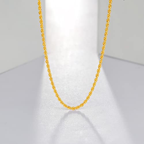 24K Solid Gold Necklace for Women, Real Pure Gold Jewelry Dainty Oval Clip Link Chain Necklace M Hook Eye Clasp for Men Girlfriend4