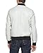 DKNY Men's Faux Leather Varsity Bomber Jacket, Ice Smooth Lamb, Large