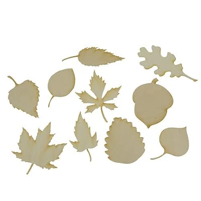 1 Set, 1/8" Baltic Birch Plywood Fall Leaves Variety Pack from 1.75" - 3.5" Wide and 3.5" - 5" Tall , Made in USA