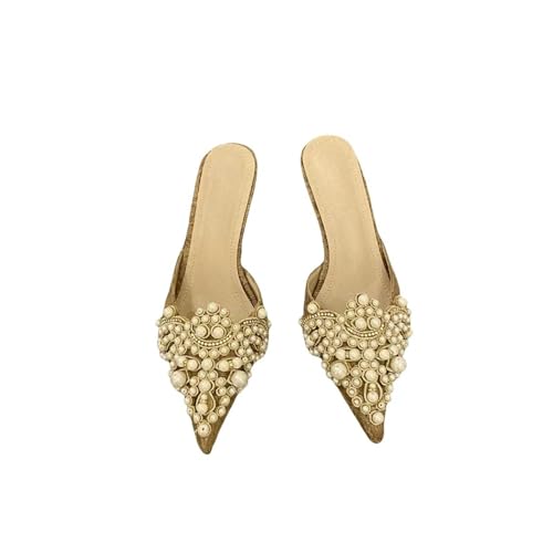 Fashion Sense Sandals Women'S Slippers Fashion Pointy Head Half Slippers Fine Heeled Sandals Shoes Middle Heeled