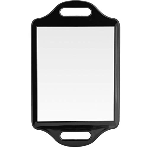 Mirrorvana X-Large Barber Hand Mirror with Comfy Grip Twin Handles - Black