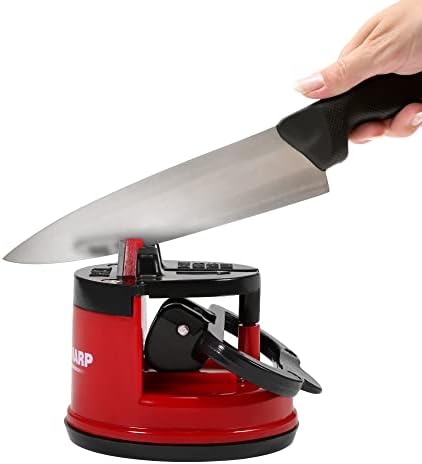 Knife Sharpeners, XXK Suction Knife Sharpener for Kitchen Knives, Small Knife Sharpeners Smart with Suction Base Pad Cup, Mini Knife Sharpener Portable for Pocket Knife, Round One Hand