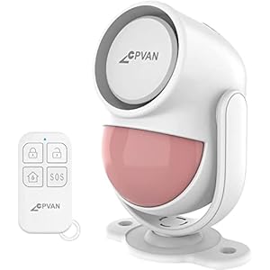 CPVAN PIR Bewegungsmelder Alarm, Bewegungssensor mit Fernbedienung, 125 dB, Anti-Diebstahl Alarmanlage für Haus, Wohnmobil, Wohnung, Auto, Garage, Büro, Geschäfte. Modell: CP2-Pro, Weiß