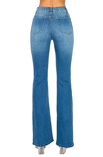 WAX JEAN Women's Destructed Flare Jeans in Sustainable Denim3