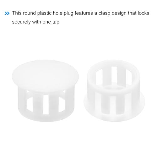 Image of MECCANIXITY 100PCS 14mm(9 /16 inch) White Plastic Hole Plugs, Flush Type Panel Hole Plugs Insert End Caps for Locking Hole Tubes Furniture Cabinet
