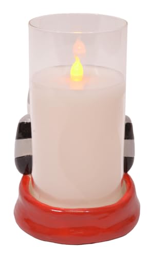 Image of Holiday Flameless Candle Holder Sleeve, with 6 Inch Glass LED Pillar Candle Included (Snowman)