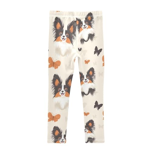Dog and Butterfly Girls Leggings,Workout Leggings for Girls Toddler Athletic Legging Size for 3-10T2