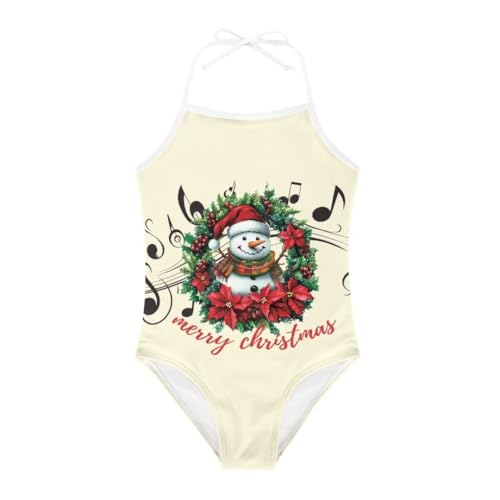 Image of Christmas Girls One-Piece Swimsuits Beach Halter Swimwear Bathing Suit for 3-10 Years