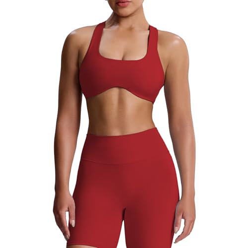 Image of Aoxjox Define Sculpt Racerback Sports Bra | women's workout fitness yoga crop tank, breathable fabric, 4-way stretch, moisture-wicking, gym essential