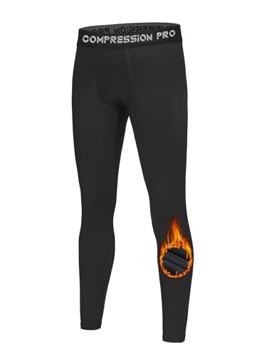 1/4 Pack Youth Boys Thermal Compression Pants Leggings Fleece Lined Base Layer Underwear Tights Cold Weather for Kids