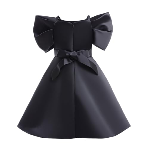 Girls Dresses Solid Color Dress Satin Princess Dress Big Bow Knot Latin Performance Dress3
