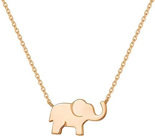 FANCIME Lucky Elephant Necklace 925 Sterling Silver High Polished Cute Mini Small Lucky Elephant Family Dainty Pendant Necklace Birthday Gifts For Women, 16" + 2" Extender