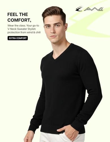 Image of AWG ALL WEATHER GEAR Men's Woolen V-Neck Full Sleeve Sweater
