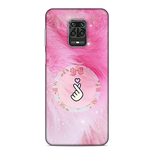 Image of Printed Mobile Back Hard Case Cover for Xiaomi Redmi Note 9 Pro /Note 9 Pro Max | Finger Hearts, Pink Feathers, Soft Furr -2191