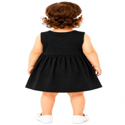 Image of Baby Girls Cotton Sleeveless Butterfly Print A-Line Frock Dress with Bow.