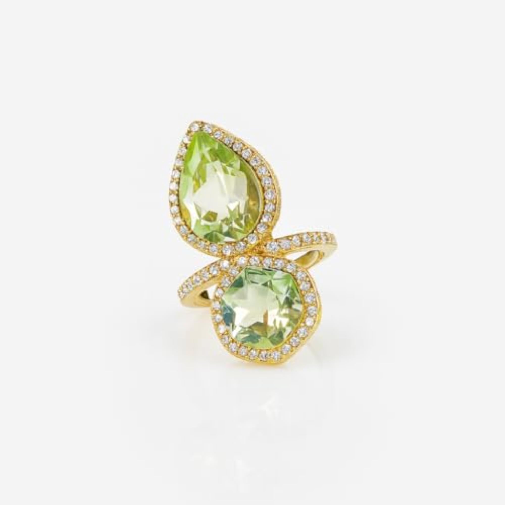 Dual Gem Open Band Statement Ring
