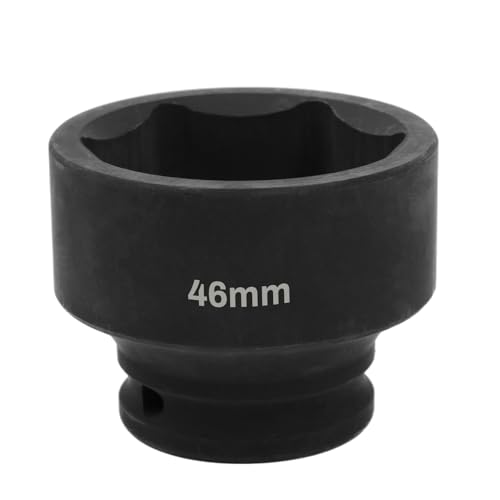 YTKavq 1/2 Drive 46mm Deep Impact Socket 6 Point Chrome Molybdenum Steel (CR-MO) Heavy Duty Axle Nut Socket for Easy Removal of Axle Wheel Hub Lug Nuts