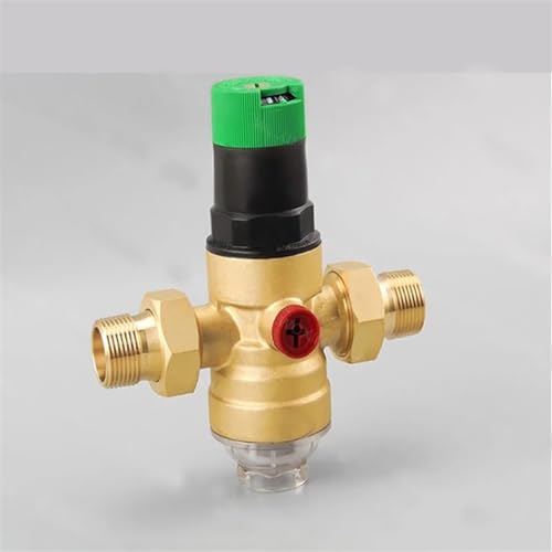 Válvula de presión de agua de latón regulable DN15 con manómetro integrado 3