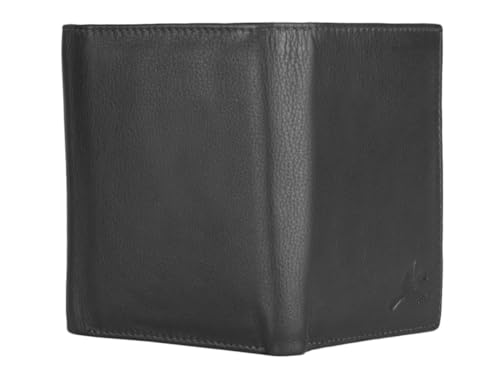 Trifold Leather Wallet for Men - Premium Top Grain Black Genuine Leather, Casual Style, Ideal Gift for Men, 2 Compartments, 5 Card Slots (Black) (Black)4