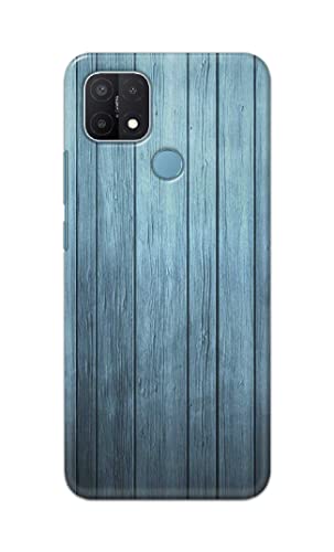 Image of Printed Hard Back Cover Case for Oppo A15 | Oppo A15s Back Cover (Wooden Blue) -1302