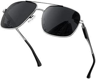 KANASTAL Large Frame Polarised Square Sunglasses UV400 Protection Metal Mirrored Men and Women for Driving Partying Shopping Traveling Fishing
