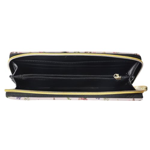 Pink Easter Bunny Egg Print Wallets for Women,PU Leather Clutch Easter Theme Cell Phone Purse Coin Pockets Wallet Card Holder Organizer with Zipper4