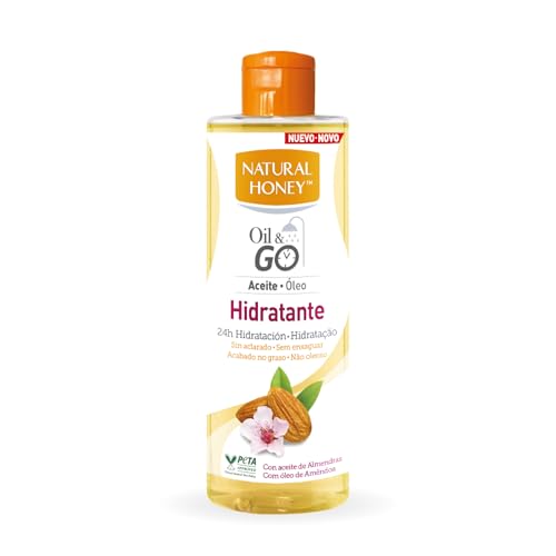 Natural Honey, Oil & Go Hidratante, Aceite de Ducha sin Aclarado con Aceite de Almendras, 24H de Hidratación Natural, Absorción Rápida, Acabado No Graso, Nutritivo y Revitalizador, 250 ml