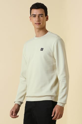 Image of Allen Solly Men's Cotton Blend Crew Neck Solid Casual Sweatshirt