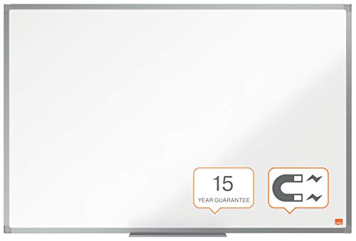 Nobo Steel Magnetic Whiteboard, 900 X 600 Mm, Aluminium Trim, Corner Wall Mounting, Includes Whiteboard Pen Tray, Essence Range, White, 1905210 #TOP1