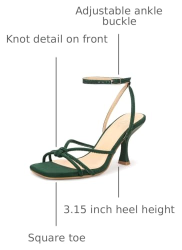 Image of PARTY Women's Square Open Toe Strappy Heeled Sandals 3 inch Stiletto Kitten Heel with Ankle Buckle Strap, Comfortable Slingback Summer Dress Shoes