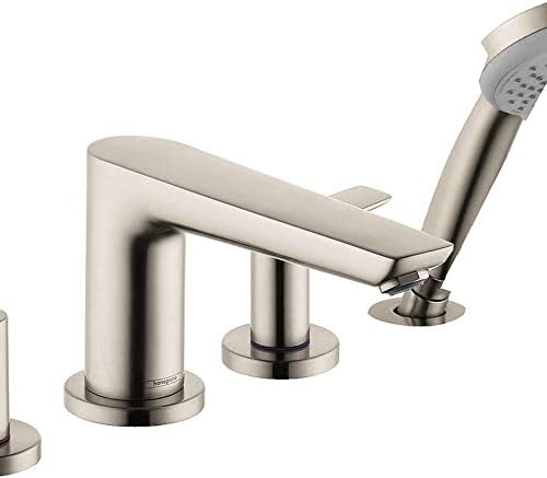 hansgrohe Talis E Modern 2-Handle 20-inch Wide Roman Tub Filler Freestanding Bathtub Faucetand Shower Set in Brushed Nickel, 71744821