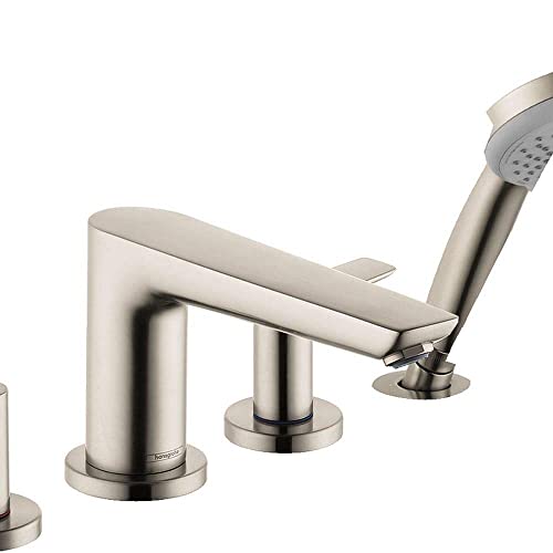 Hansgrohe Talis E Modern 2-Handle 20-Inch Wide Roman Tub Filler Freestanding Bathtub Faucetand Shower Set In Brushed Nickel, 71744821 #TOP3