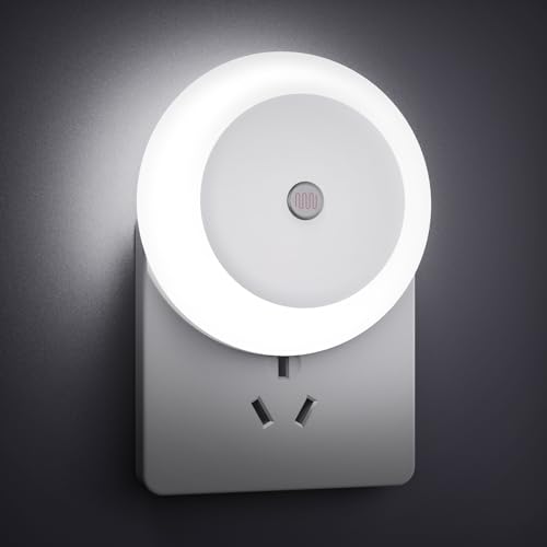 Image of Night Lights Plug into Wall 2 Pack, Plug in Night Light with Dusk-to-Dawn Light Sensor, 3000K Soft White 0.3W, LED Nightlight for Bathroom, Adult, Hallway(White)